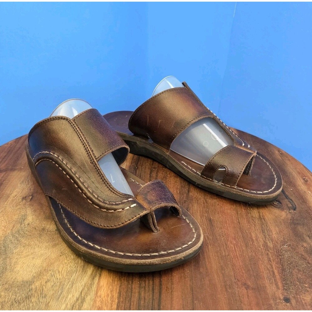 Jerusalem Sandals Peter Leather Toe Strap Sandal Men's 43 (10) Brown (HTF Size)